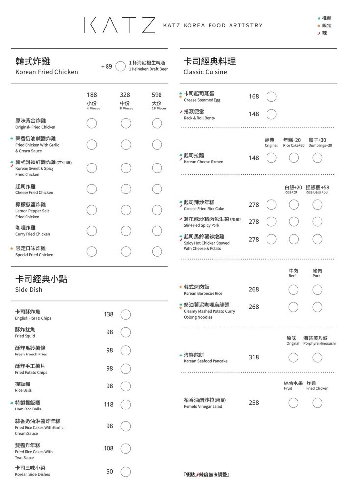 台中西區美食｜KATZ 卡司 · 美術園道｜７種口味韓式炸雞